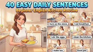 Speak English Everyday| Beginner English🍲 Kitchen Routine| 40 Easy Daily Sentences