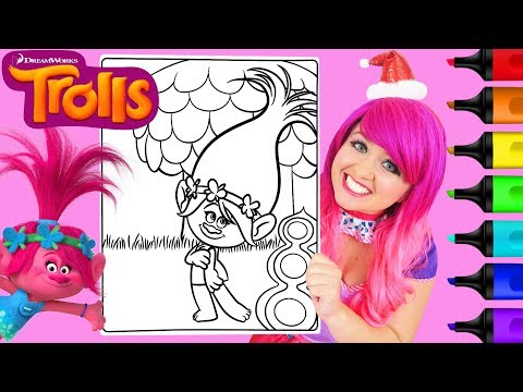 Coloring Poppy Trolls Crayola Coloring Book Page Prismacolor Colored Paint Markers | KiMMi THE CLOWN Video