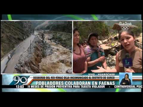 Huarochirí: pobladores colaboran con limpieza de vía tras huaicos