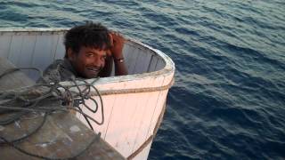 Adventurebug crossing the Gulf of Aden in an Indian Dhow