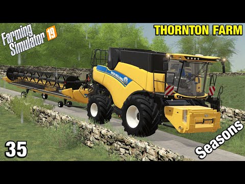 NEW COMBINE ARRIVES ON THE FARM Thornton Farm Timelapse - FS19 Ep 35
