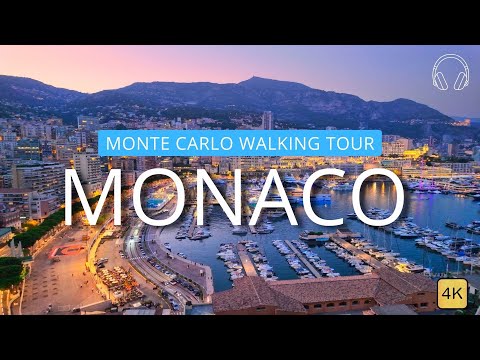 Night Walking Tour in Monte Carlo, Monaco. 4K | ASMR Binaural Sound