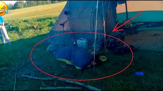 ВЫТАЩИЛИ СПЯЩЕГО ИЗ ПАЛАТКИ! Шпак ВЫЕЗЖАЕТ, приколы над спящими. Отдых на природе