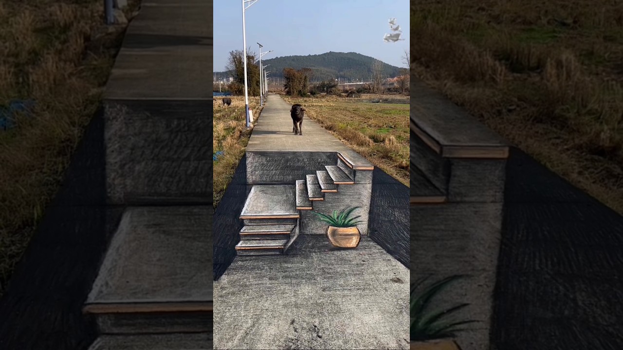 Mind Blowing 3D Street Art | Optical Illusion on Road | #art #shorts