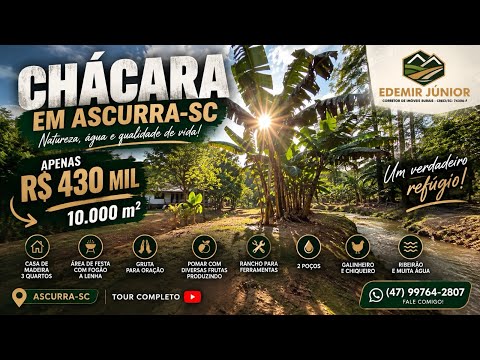 R$ 430 MIL POR ESSA CHÁCARA?! 10.000m² + RIBEIRÃO + CASA | ASCURRA-SC