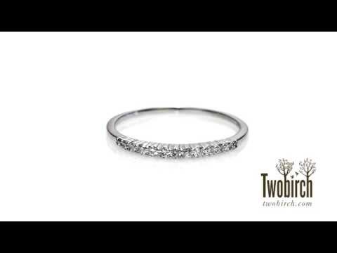 0.5 Carat Double Shared Prong Thin Wedding Band - TwoBirch  TB-WR-0021-WG-H