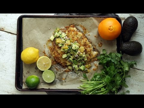 Baked Grouper with Orange Mustard and Avocado Salsa