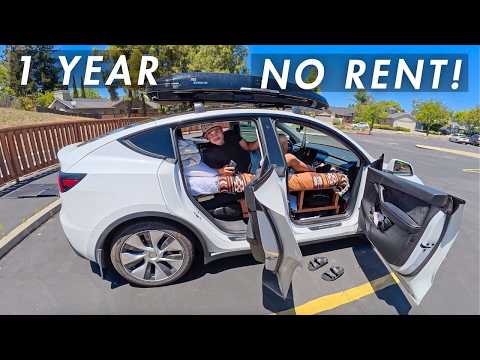He Lives In His Tesla Model Y Not Paying Rent! (Full Tour!)