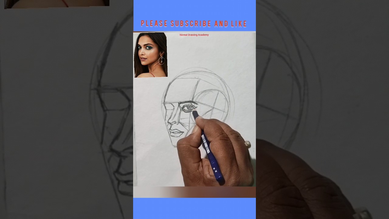Deepika Padukone portrait drawing with Andrew Loomis method #shorts #drawingskill #portraitdrawing