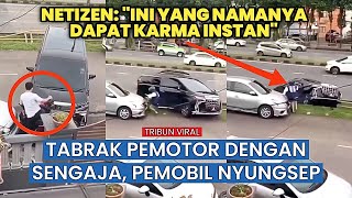 Download lagu Mobil Mewah Seruduk Motor, Nekat Kabur dan Mundur Berujung Terperosok Bahu Jalan mp3