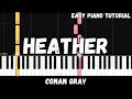 Conan Gray - Heather (Easy Piano Tutorial)