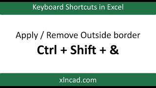 Excel Shortcut to apply Outside border