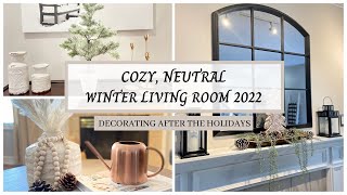 2022 WINTER DECORATE WITH ME | Cozy, Neutral Winter Living Room Decor | AEEZO DIGITAL FRAME REVIEW