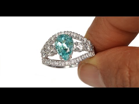 Double GIA Certified Natural Copper Bearing Paraiba Tourmaline & Diamond 18k Gold Estate Ring