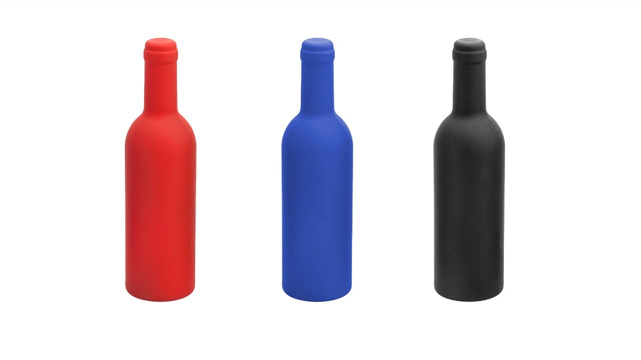 Set de vino 3 accesorios forma botella personalizado negro