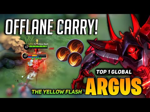 Offlane Argus Carry Mode [ Top 1 Global Argus Best Build ] the yellow flash - Mobile Legends