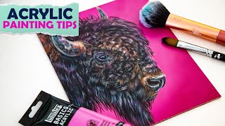 Acrylic Painting Cheat Codes That Turn a Blank Canvas into a Realistic Fluffy Bison