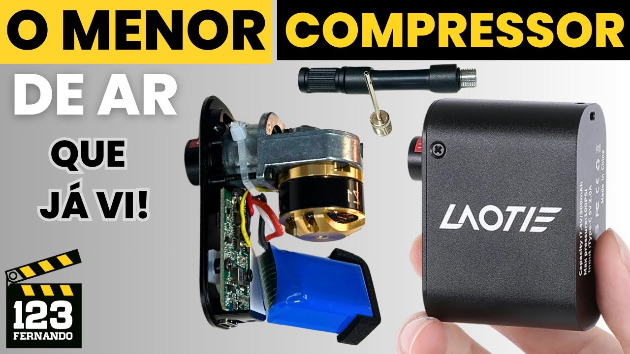 PEQUENO E VALENTE! MINI COMPRESSOR DE AR PORTÁTIL LAOTIE Z1 COMPRESSOR A BATERIA
