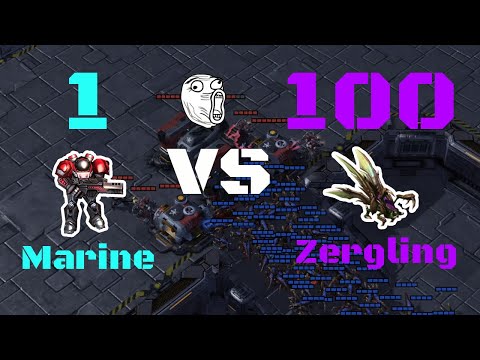 Starcraft 2 - 1 Marines vs 100 Zergling - How to hold ????