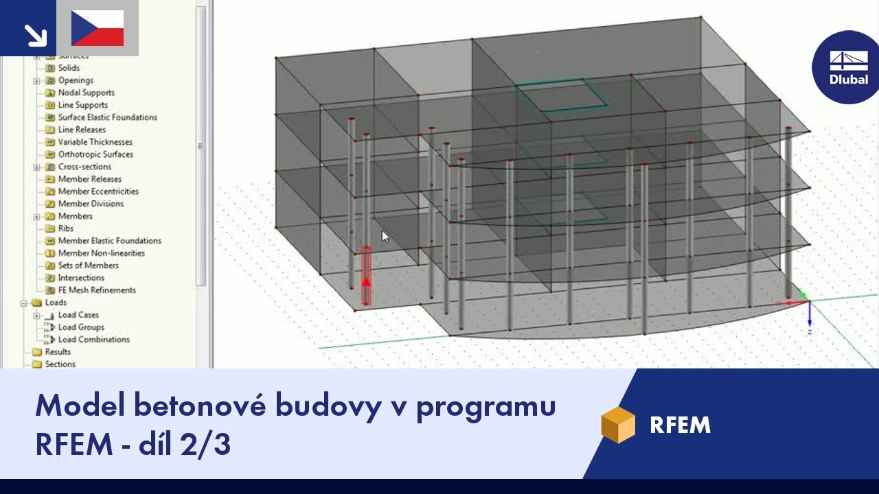 Model betonové budovy v programu RFEM - díl 2/3
