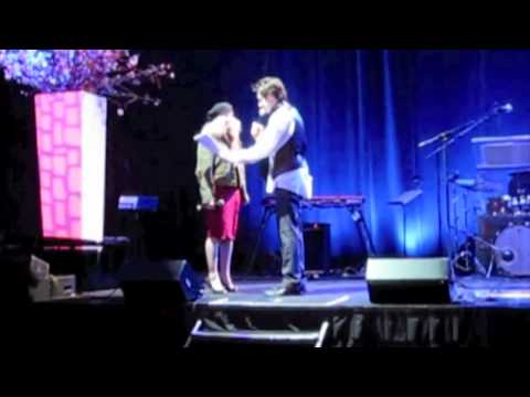 Zach Braff and Lauren Molina sing from Les Miserables at the Huntington Theatre Gala