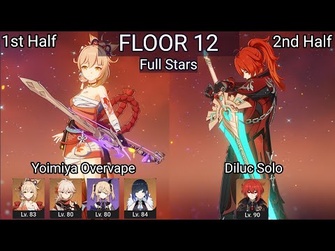 Diluc Solo + Yoimiya Overvape | 3.2 Spiral Abyss Floor 12 9 Stars | Genshin Impact