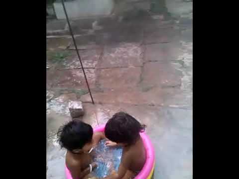 Aarohee bathing in tub