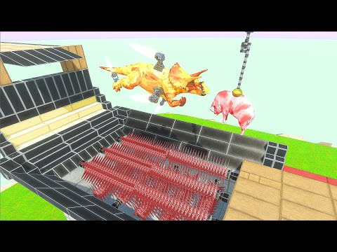 SuperJump Over Spikes with Jet Engine | Animal Revolt Battle Simulator