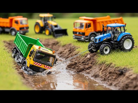 Toy Trucks & Tractors' Big River Adventure! Rescue in the Mud!🚚💨