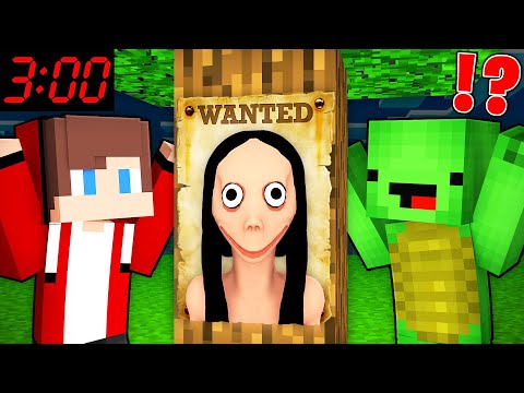 Scary MOMO is WANTED by JJ and Mikey At Night in Minecraft Challenge! - Maizen