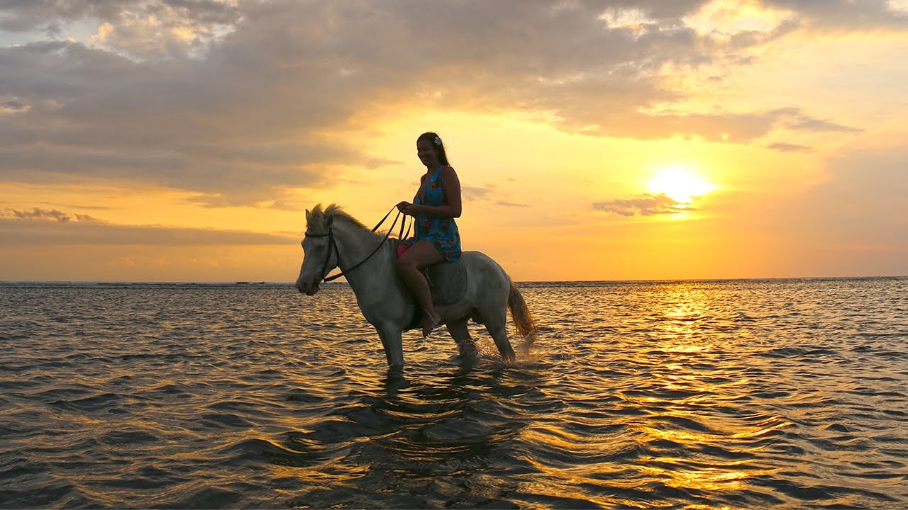 Experience the thrill of paddle boarding and beachfront horseback riding as a tourist.