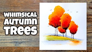 Whimsical Autumn Trees — Watercolor Painting Tutorial | Step-by-Step for Beginners