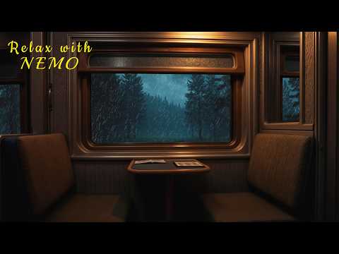 Cozy Old Train Travel on a Rainy Night 🚂 Calm Rain and Train Sounds / Relax, Read or Drift to Sleep