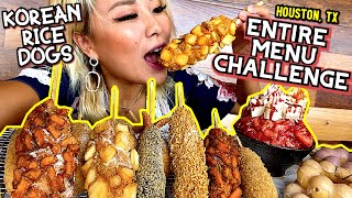 ENTIRE MENU CHALLENGE of KOREAN RICE CORN DOGS!!! Chung Chun in Houston, TX #RainaisCrazy