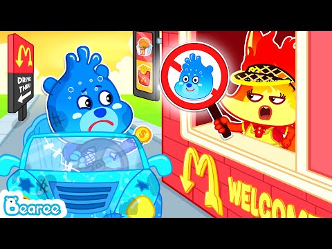 Water Bearee Wants a Happy Meal at Fire McDonald's Drive Thru | Story of Kindness | Bearee Kids Show
