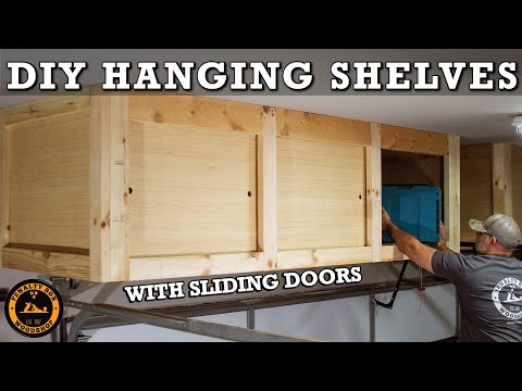 DIY Hanging Storage Shelves with Sliding Doors - Overhead Garage Storage