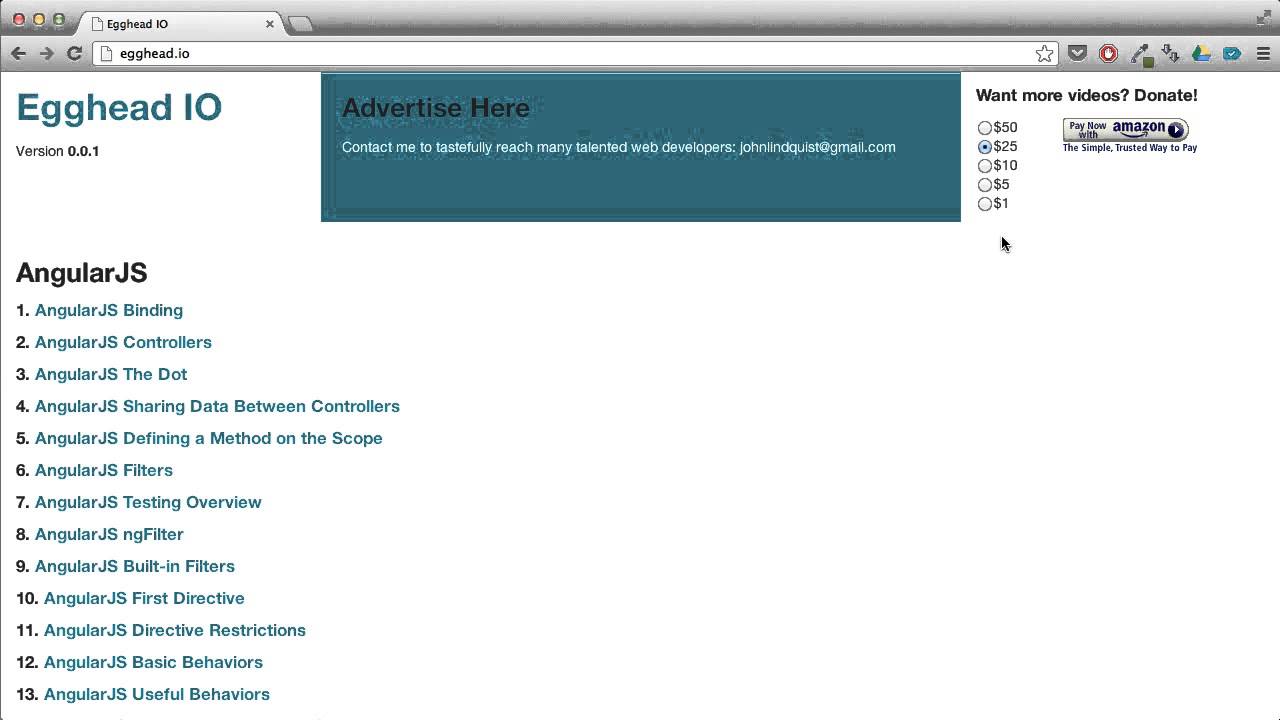 AngularJS Video Course on Egghead.io