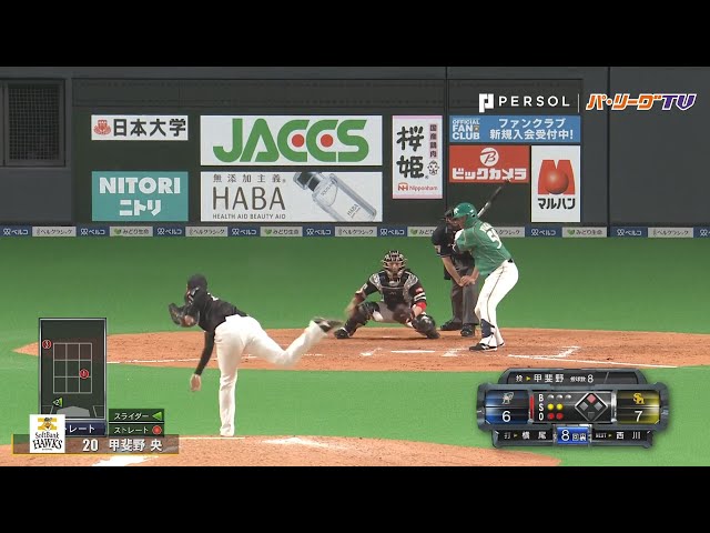 ホークス・甲斐野 今日も記録更新の無失点投球!!