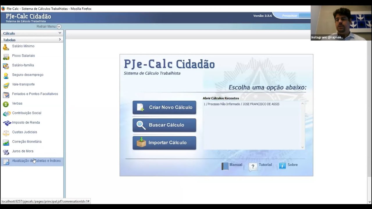 Aula 2 -  Sistema de Cálculos Trabalhistas da Justiça do Trabalho PJe Calc