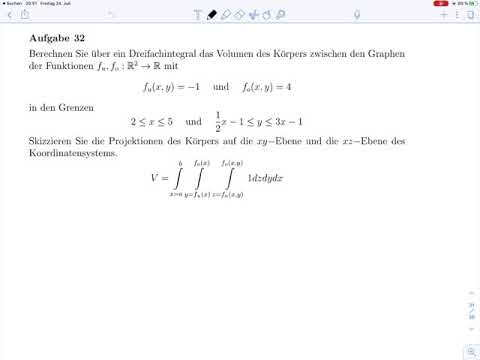 Dreifachintegral – Volumenberechnung – Aufgabe 32 – Rep. Mathematik 2