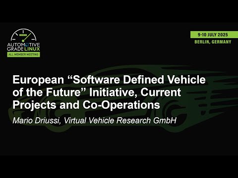 European "Software Defined Vehicle of the Future" Initiative, Current Projects and... Mario Driussi