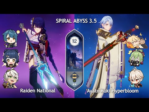 C0 Raiden National And C0 Ayato Kuki Hyperbloom | Spiral Abyss 3.4/3.5 Floor 12 | Genshin Impact