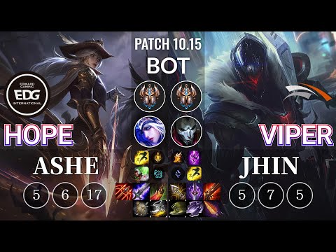 EDG Hope Ashe vs HLE Viper Jhin Bot - KR Patch 10.15