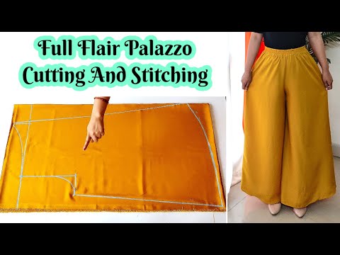 नए और आसान तरीके से घेर वाला Palazzo बनाना सीखें | Full Flair Palazzo Cutting And Stitching
