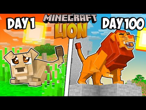 I Survived 100 Days as a LION in Minecraft