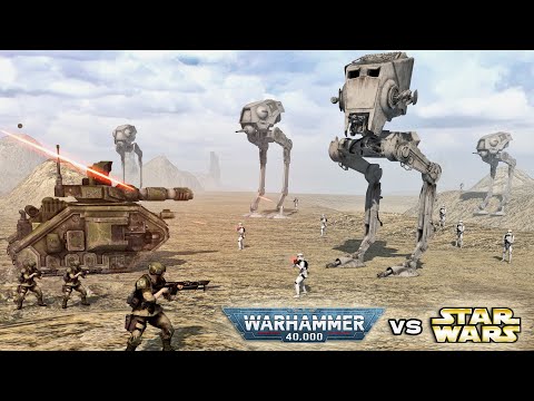 WARHAMMER 40K vs STAR WARS: Imperial Guard vs Galactic Empire | Men of War: Assault Squad 2 (4K)