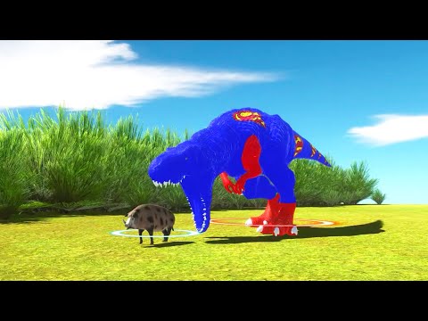 DANGEROUS FOREST SUPERMAN T-REX - RUN AWAY TO SAFE ZONE - Animal Revolt Battle Simulator