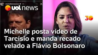 Michelle posta vídeo de Tarcísio e manda recado velado a Flávio Bolsonaro