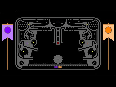 Spin the Gear 3 - Orange vs Purple - Algodoo Marble Race