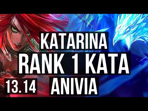 KATA vs ANIVIA (MID) | Rank 1 Kata, 6 solo kills, Legendary, 14/4/8, 300+ games | KR Master | 13.14